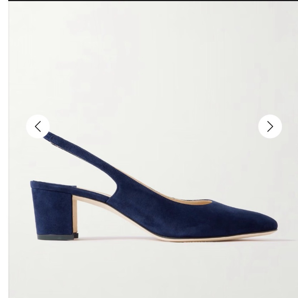 Manolo Blahnik Allurasan 50 Navy Slingback Heels